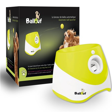 Climsom Lanceur De Balles Automatique pour Chien Ballouf Jouet Interactif avec 6 Balles – Batterie Rechargeable 5h – 3 Distances