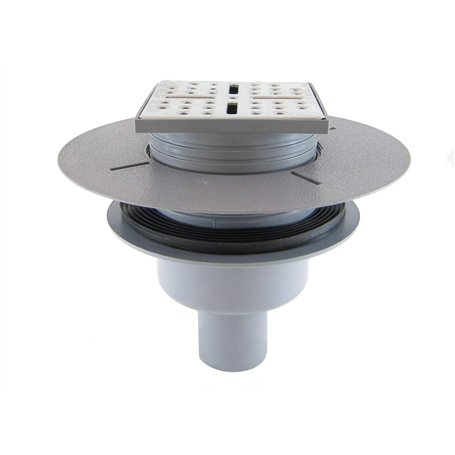 Bonde à sortie VERTICALE pour receveur à carreler RAINY et HIGH RAINY - Grille Inox Chrome