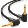 deleyCON 1m Câble Jack 3,5 mm - Câble Audio Stéréo - Fiche Jack Coudée à 90° - pour PC, Ordinateur Portable, Smartphone, Tablett