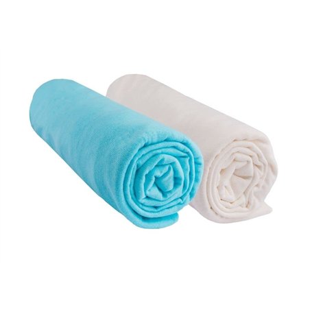 Easy Dort Lot de 2 Draps Housse 40x80 cm Extensible pour 40x90 Couffin Berceau Nacelle | 100% Coton | Écru Turquoise | Sommeil s