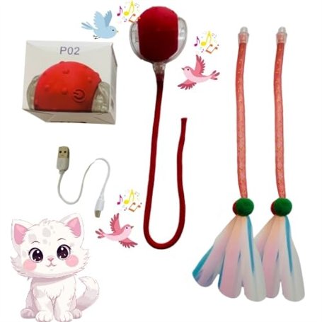 SELEAMU Balle Interactive pour Chat | Jouet pour Chat | Jeu Minou d'intérieur | Accessoire Chaton | Balle félin Qui Bouge Toute