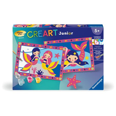 Ravensburger – CreArt Junior – Numéro d'art – Sirènes – Kit de Peinture par numéros – Dès 5 Ans – 25804