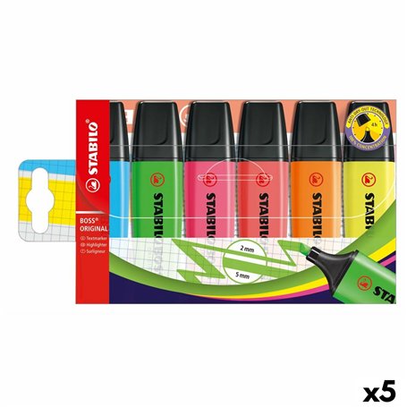 Ensemble de Marqueurs Fluorescents Stabilo BOSS ORIGINAL Multicouleur 6 Pièces (5 Unités)