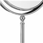 Relaxdays Miroir de maquillage grossissant à poser miroir rond pivotant sur pied double face HxlxP: 28x18x10 cm, argent