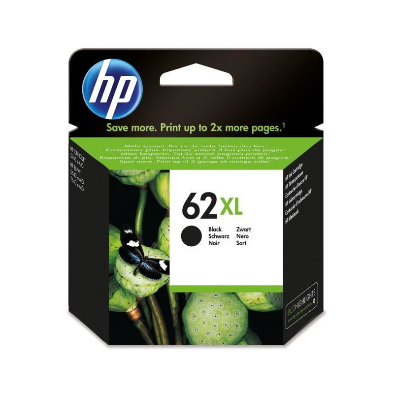 HP 62XL cartouche d'encre noire grande capacité authentique