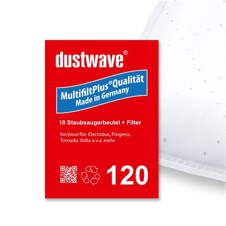 Dustwave® Lot de 10 sacs d'aspirateur Premium pour Tornado - Quatro 1133 - Aspirateur traîneau Microvlieser - Sacs filtrants en