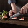 WAKOLI Edib Petit Couteau Santoku en Damas I Lame tranchante de 12 cm en acier damassé à 67 couches avec noyau VG10 et manche en