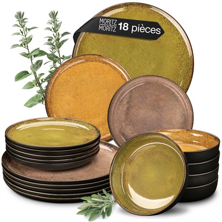 Moritz & Moritz VIDA service de table 6 personnes - vaisselle et arts de la table couleurs vintage jaune
