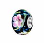Andante-Stones perle en verre Bead SEALIFE Argent 925 Sterling massif bleu foncé avec fleurs roses Charm pour bracelets et colli