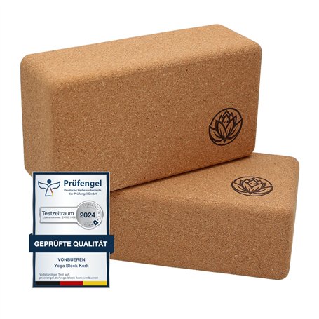 Lot de 2 brique yoga VonBueren | Blocs en liège | 22 x 12 x 7