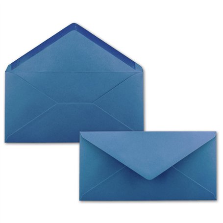 Lot de 25 enveloppes à lettre - Bleu roi - DIN long - 110 x 220 mm (11 x 22 cm) - Fermeture humide sans fenêtre - Idéal pour car