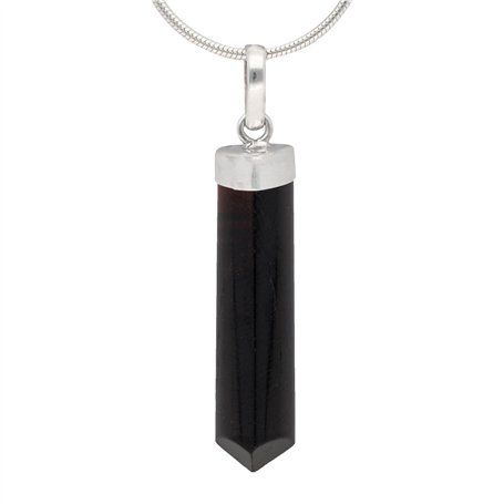 Lebensquelle Plus Tourmaline noire/pointe polie Schorl | Pendentif élégant en pierre précieuse | Capuchon en argent 925 + œillet