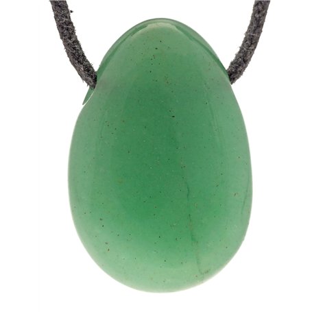 Lebensquelle Plus Pendentif aventurine verte en forme de goutte - Pendentif en pierre roulée avec cordon en coton - Pendentif en