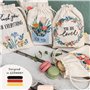 Papierdrachen Lot de 6 sachets brodés avec design floral - Messages adorables - Mélange de coton de qualité supérieure - Utilisa