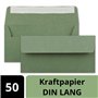 NEUSER PAPIER - Lot de 50 enveloppes en papier kraft - Format DIN long - Vertes - Fermeture adhésive - 11 x 22 cm - En papier re