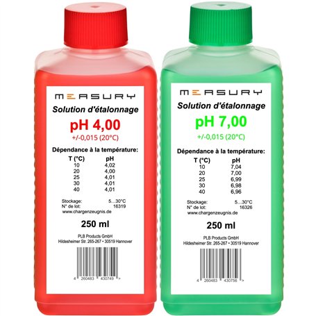Measury Solution d'étalonnage pH 4.00 et 7.00 – Fabriqué en Allemagne