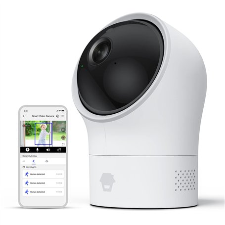 Chuango PT-300Q Caméra Surveillance Wi-FI Intérieur sans Fil - Détection Mouvements Domestique - Champ de Vision Panoramique