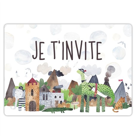 12 cartes d'invitation pour un anniversaire d'enfant avec pochettes d'envoi personnalisées - Invitation colorée pour une fête d'