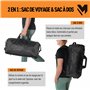 Lamaki Sac de Sport Homme & Femme 45l Duffle Bag – Sac de Voyage Convertible en Sac à Dos - Durable et Polyvalent, Compartiment 