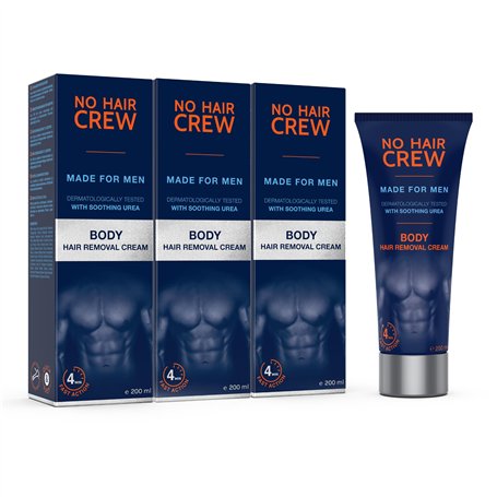 NO HAIR CREW - 3 x Crème dépilatoire pour le corps. Pour hommes (Set de 3 x 200 ml)