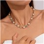 IOETSEUT Femmes Collier Soeur Collier Élégant Imitation Perle Perles Chaîne Collier pour Femmes Collier Mer Mariée Goth Strass R