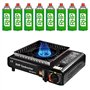 Réchaud à gaz d'extérieur RHP cuisinière de camping I cuisinière à gaz avec 8 cartouches de gaz à baïonnette - avec étui pratiqu