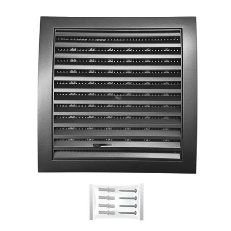 H&C VENT Grille Aeration 150x150mm Ø 100mm Noir avec Curseur Moustiquaire │ Evacuation Caches Tuyau Ventilateur │ d'Extraction V