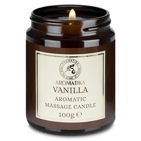 Bougie de Massage Vanille 100g - Bougie de Cire de Soja - Bougie aux Huiles de Noix de Coco et d'Amande - Oléorésine de Vanille