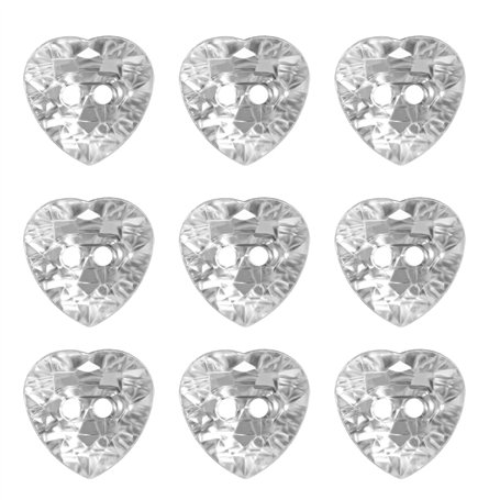 EMSea 100pcs Boutons en Forme de Coeur Cristal Amour Coeur Boutons Clairs Strass Bouton avec Deux Trous Bouton Décoratifs pour B