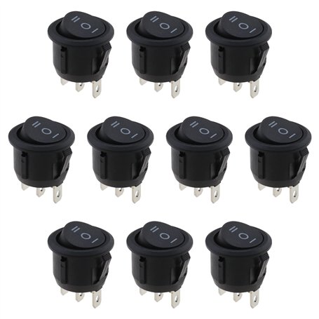 YINETTECH 10pcs Iterrupteur à Bascule SPDT AC 10A/125V 6A/250V 3 Broches 3 Positions on/Off/on Snap-in Voiture Interrupteur à Ba