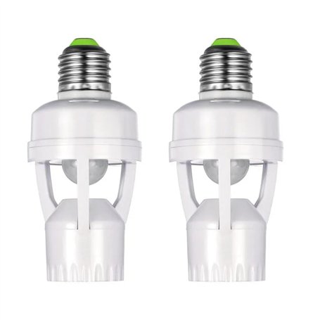 Iegefirm 2 Pièces E27 Adaptateur de Support de Lampe LED Convertisseur de Douille D'Ampoule avec Capteur de Mouvement PIR AC100-