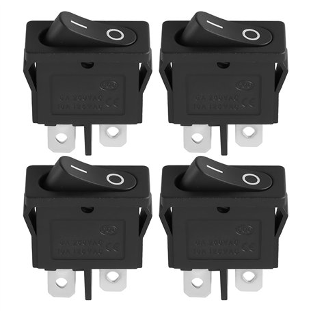 eMagTech Lot de 4 interrupteurs à bascule 2 broches 2 positions 19 x 7 mm 250 VAC 6 A Convient pour prises plates de 4