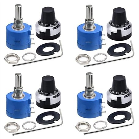 Aurelicxy 4 Pièces 3590S-2-103L 10K Ohm Potentiomètre Rotatif 10 Tours Bobiné Précision Multi-Tours Potentiomètre Bobiné