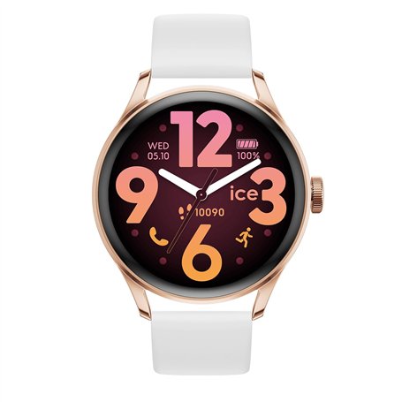 Ice-Watch - Ice Smart 3.0-1.2 Rose-Gold White AMOLED GPS - Montre connectée Ronde Rose-Gold pour Femme avec Bracelet en Silicone
