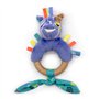 LES DEGLINGOS - ANNEAU DE DENTITION SILICONE & BOIS KIPROKOS LE ZEBRE - VIOLET - Jouet d'éveil - Dès la naissance - 24cm