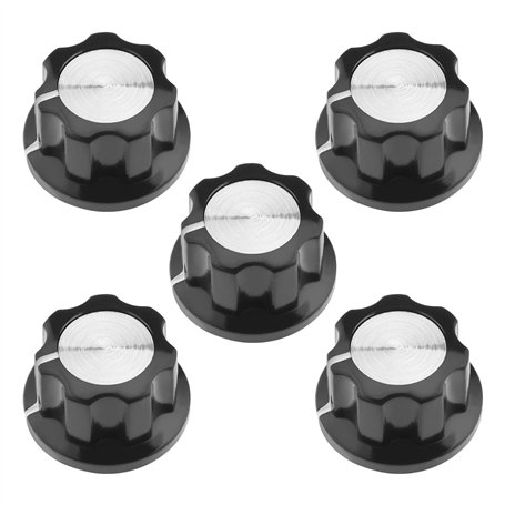 eMagTech 5pcs Potentiomètre Boutons Ton Argent Top Boutons Rotatifs pour 6mm Diamètre Arbre Guitare Effet Pédale Boutons Amplifi