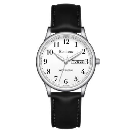 Timever Montre Analogique à Quartz pour Homme avec Bracelet en Cuir,3 Aiguilles,Date,Étanche 3 ATM,Gros Chiffres,Idée de Cadeau