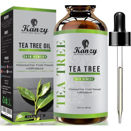 Kanzy Huile Essentielle Tea Tree Bio 60ml Naturelle Vegan Huile Arbre à Thé pour le Visage, Ongles et les Soins de la peau Huile