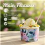 Lot de 50 Pots Glace 266 ml et Coupelles Jetables – Bols en Papier avec Motif Floral et Bord Doré – Pot à Glace Jetable, Coupell