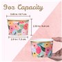 Lot de 50 Pots Glace 266 ml et Coupelles Jetables – Bols en Papier avec Motif Floral et Bord Doré – Pot à Glace Jetable, Coupell