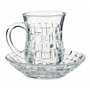 Lot de tasses avec soucoupes 125 ml Transparent verre (12 x 9 x 12 cm) (4 Unités)