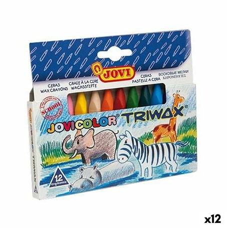 Crayons gras de couleur Jovi JOVICOLOR TRIWAX Multicouleur (12 Unités)