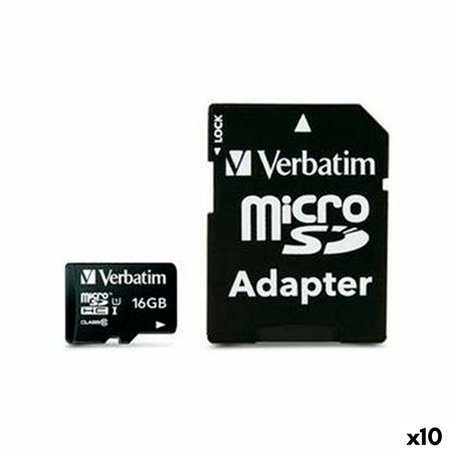 Carte Mémoire SDHC Verbatim 16 GB (10 Unités)