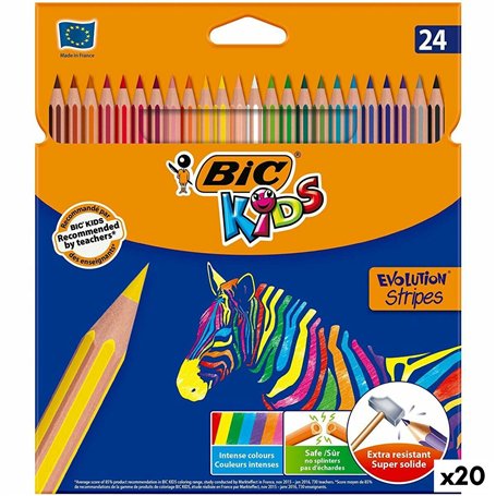 Crayons de couleur Bic KIDS EVOLUTION STRIPES Multicouleur 24 Pièces (20 Unités)