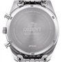 Orient Stretto RA-TX0303L10B Montre chronographe solaire 43 mm Cadran bleu marine Bracelet en acier pour homme RA-TX0303L10B Doi