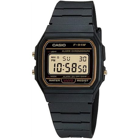 Casio Digital Watch with Black Resin Strap (F91WG-9QDF)