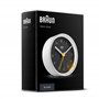 Réveil analogique classique Braun avec fonction snooze et lumière, mouvement à quartz silencieux, bip de l’alarme en crescendo,