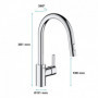 GROHE Robinet de cuisine évier Feel. douchette extractible. rotation 360°. bec e 209,99 €