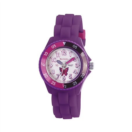 Tikkers - TK0041 - Montre Fille - Quartz Analogique - Bracelet Caoutchouc Violet