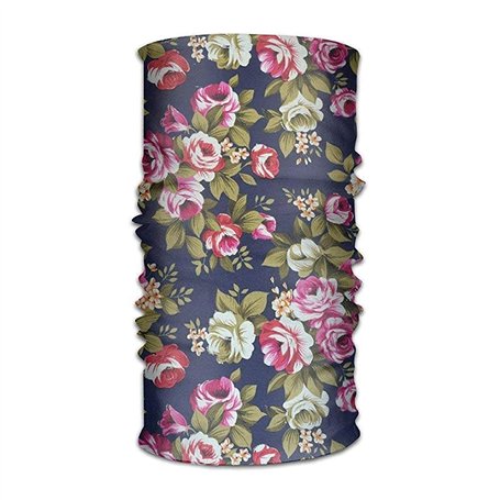 Navy Floral Print Multifunctional Magic Headwear 12-en-1 Men&Women Tube Scarf Facemask Headbands Neck Gaiter Bandana Balaclava H